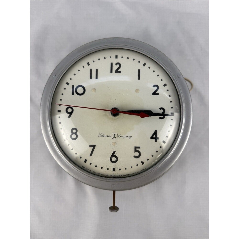 Vintage MCM Edwards Company Wall Clock, 8" curved glass face. Decorator Piece